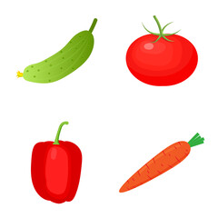 Set of vegetables isolated on white background.