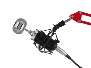 Stand with microphone on white background
