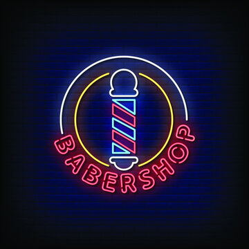 Babershop Neon Signs Style Text Vector