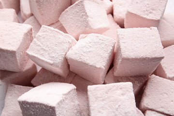 Tasty sweet marshmallows as background