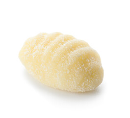 Raw gnocchi on white background