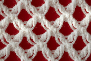 Knitting stitches white on red background