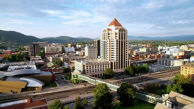 roanoke virginia pullout, epic shot of skyline aerial