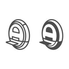 Electric unicycle line and solid icon, electric transport concept, monowheel vector sign on white background, outline style icon for mobile concept and web design. Vector graphics. © sabuhinovruzov