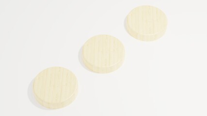 Wood podium minimalist on white background. 3d illustration rendering . modern . simple . minimalist . bright . elegant . metallic . for flyer, poster, business and etc