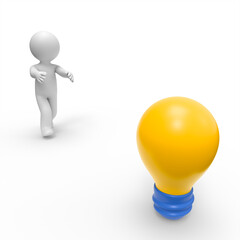 3d person walking to a lamp.