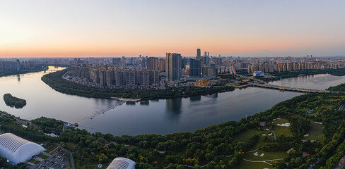sunset over the river