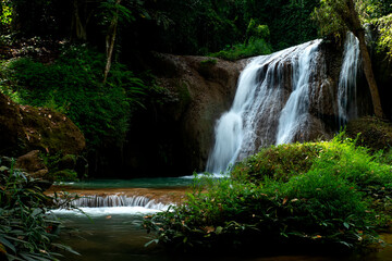beautiful landscape of waterfall in the fertile forests of Thailand