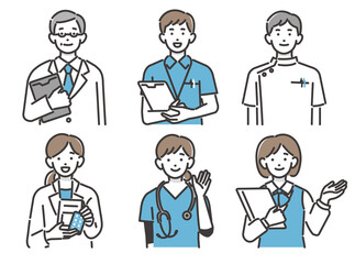 福祉、医療従事者の人物のベクターイラスト素材／医者／薬剤師／上半身／バストアップ