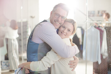 Obraz premium Portrait smiling fashion designers in office