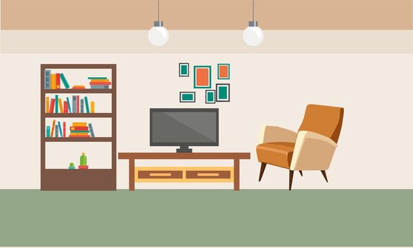Interior living room furniture and home decor vector