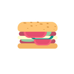 Stylish illustration burgers with vegetables meat and cheese, vector image isolated on a white background, can be used as an icon sticker, as a web illustration and printed products.