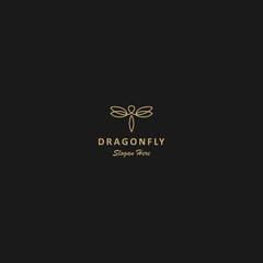 BEST GOLD DRAGONFLY MONOLINE LOGO VECTOR EDITABLE