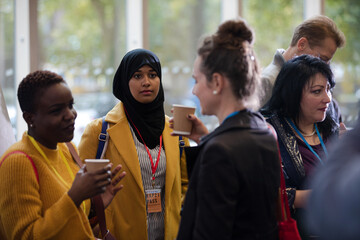 People talking during conference break