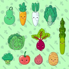 Set of vegetables organic healthy food  vector 2
