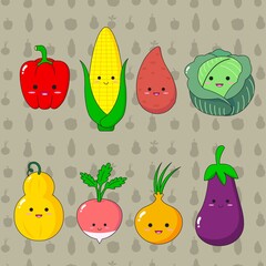 Set of vegetables organic healthy food  vector 1