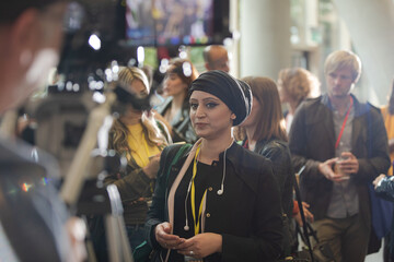 People talking during conference break