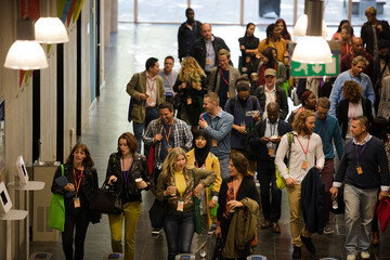 Peoplearriving at conference