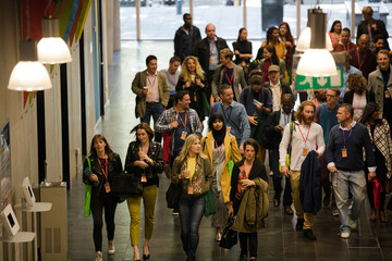 Peoplearriving at conference