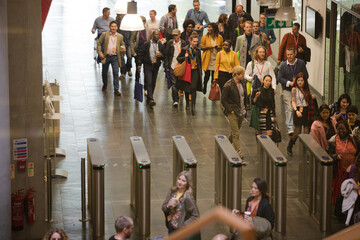 People arriving at conference