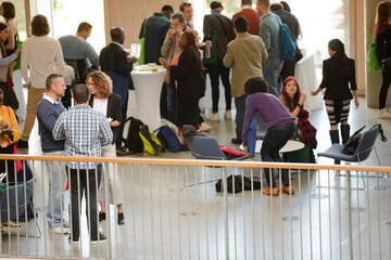 People talking during conference break