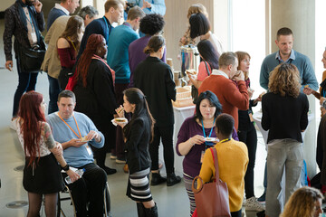 People talking during conference break