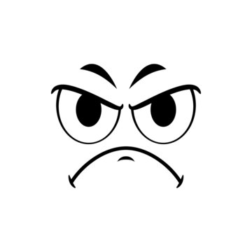 Vector Angry Mad Face Expression on White Background