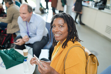 People talking during conference break