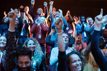 Enthusiastic audience cheering