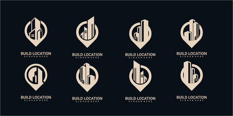 Building location logo design inspiration. location building logo design set. set of building logo design template