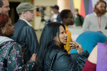 Obraz premium People waiting in hall of auditorium
