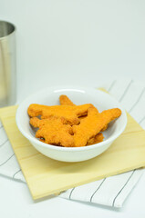 Chicken nuggets, studio shot with a white background