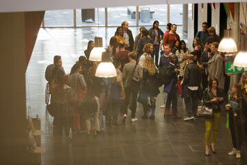 People talking during conference break