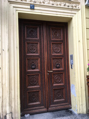 Medieval front door in Prague, Czech Republic