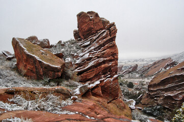 Colorado winter landscape at Red Rocks Park in Morrison