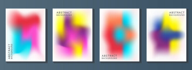 Gradient background set. Abstract cover, wall arts with colourful geometric shapes and liquid color. Website and banner.