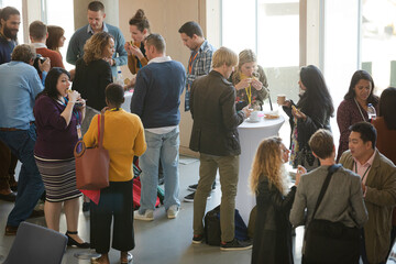 People talking during conference break