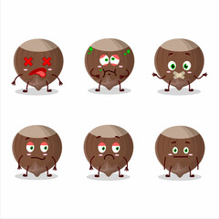 Hazelnut cartoon in character with nope expression