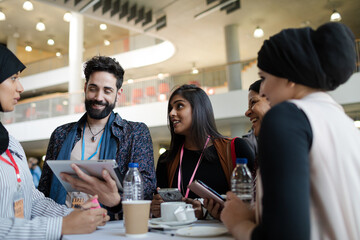 People talking during conference break