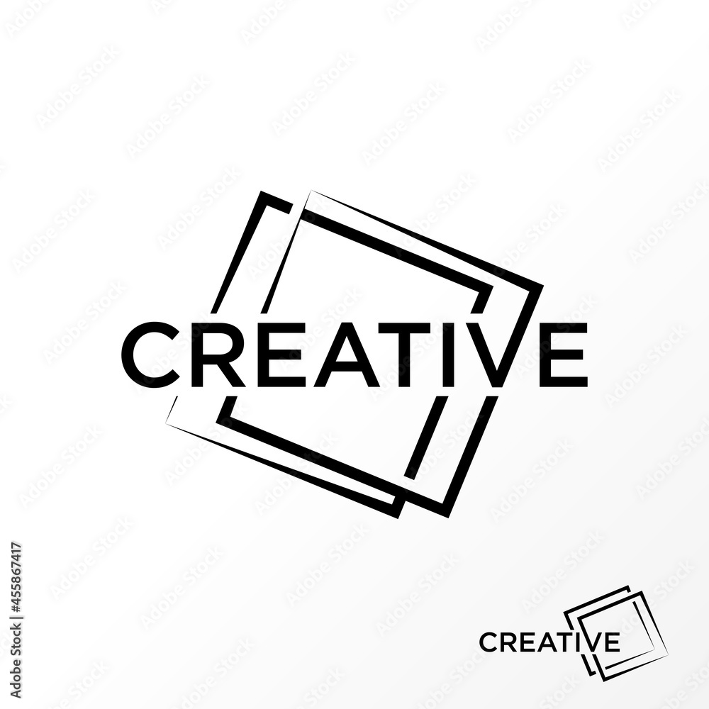 Aufkleber letter or word creative sans serif font with double line square image graphic icon logo design abstr