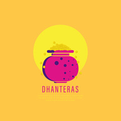 illustration of Gold coin in pot for Dhanteras celebration.