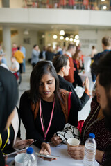 People talking during conference break