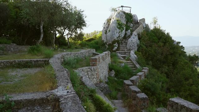 Viewpoint Kaiser's Throne Castle in the town of Pelekas on the Island of Corfu Greece