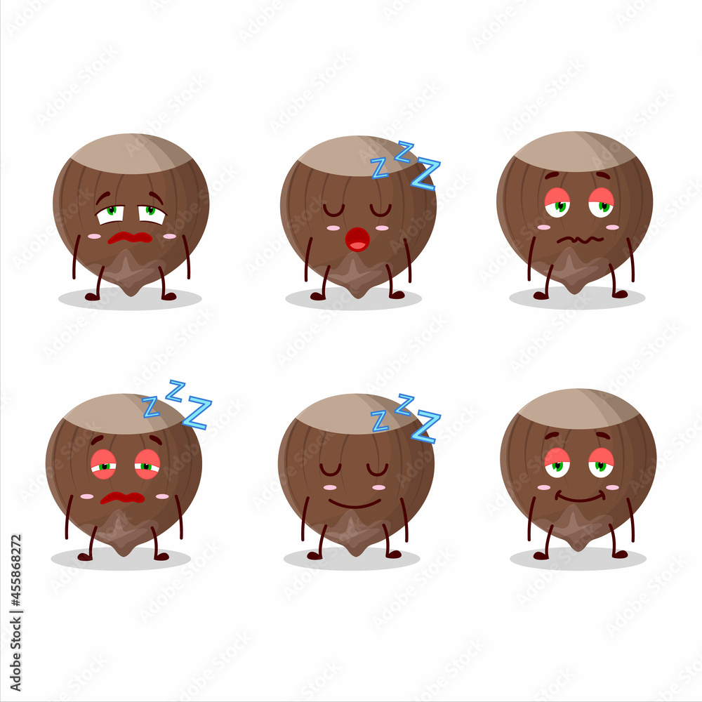 Poster Cartoon character of hazelnut with sleepy expression