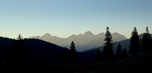 mountains scene hills hiking nature sky forest