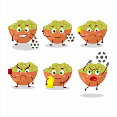 Mung beans cartoon character working as a Football referee