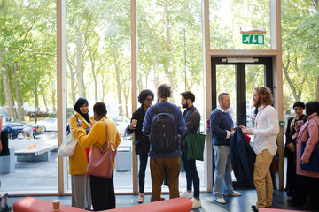 People talking during conference break