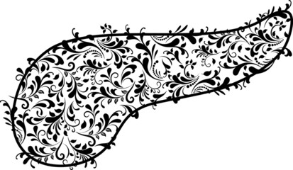 Pancreas made from black floral. Vector illustration.	