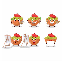 Artistic Artist of mung beans cartoon character painting with a brush