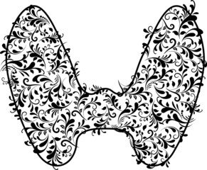 Thyroid made from black floral. Vector illustration.	